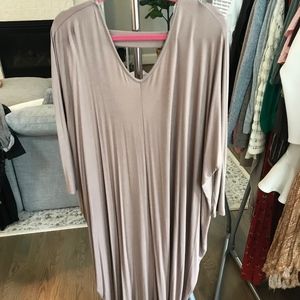 Tan Midi Dress with Open Back